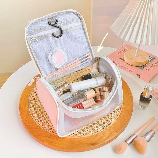 White Makeup Bag with Transparent Front Panel