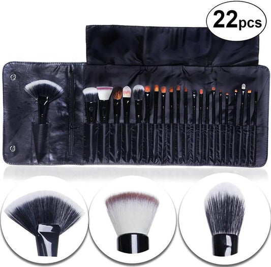 22-Piece Black ABS Makeup Brush