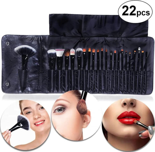 22-Piece Black ABS Makeup Brush