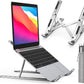 A portable, adjustable steel laptop stand