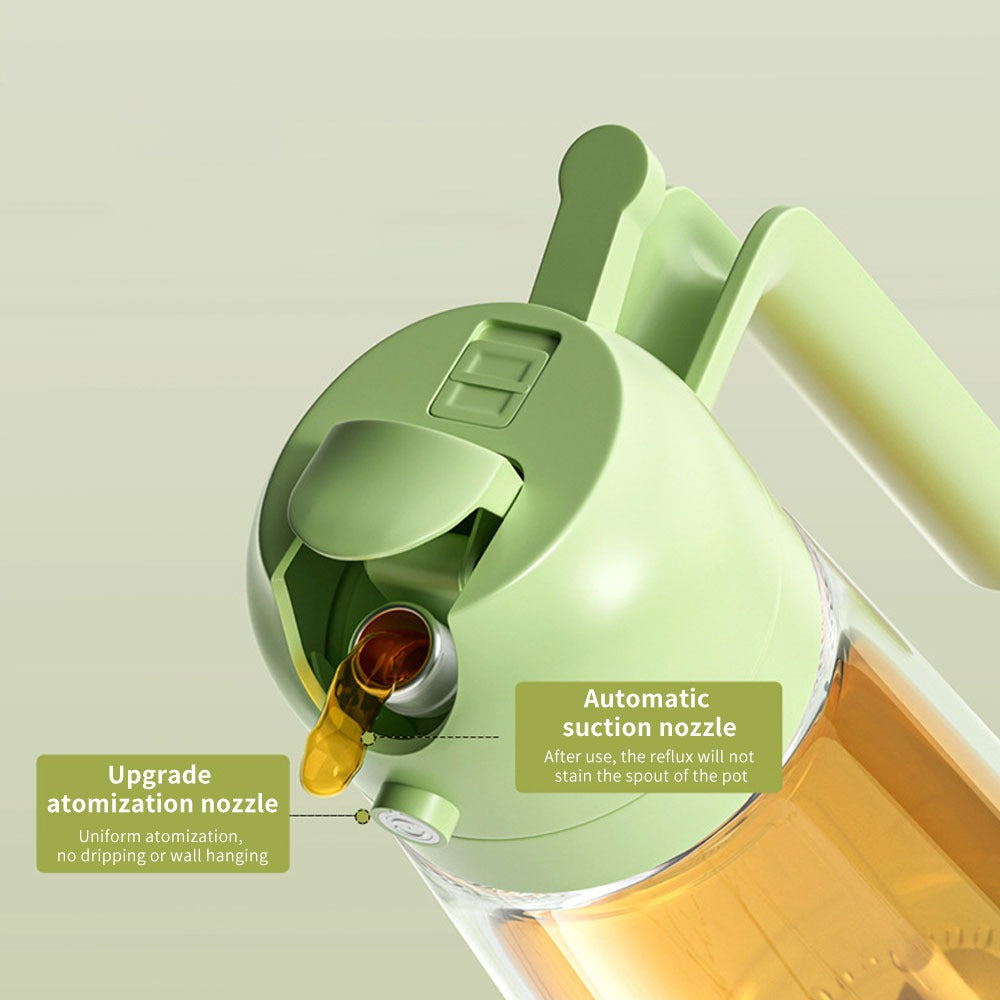 2-in-1 Oil Spray Bottle | Adjustable Mist & Dispenser | 470ml Leak-Proof Glass Container | For Cooking, BBQ, Baking & Air Fryer 380ml (Random Color)