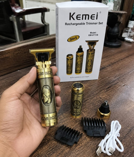 A versatile 3-in-1 rechargeable grooming set designed for everyday shaving