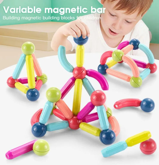 64 PCS Magnetic Building Blocks Set in Orange Box