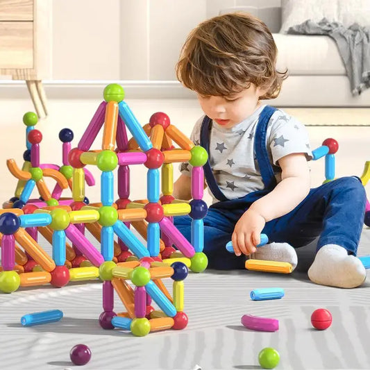 64 PCS Magnetic Building Blocks Set in Orange Box