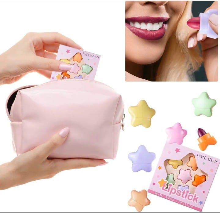 6 Pcs Star Shaped Lipstick Set Multicolor