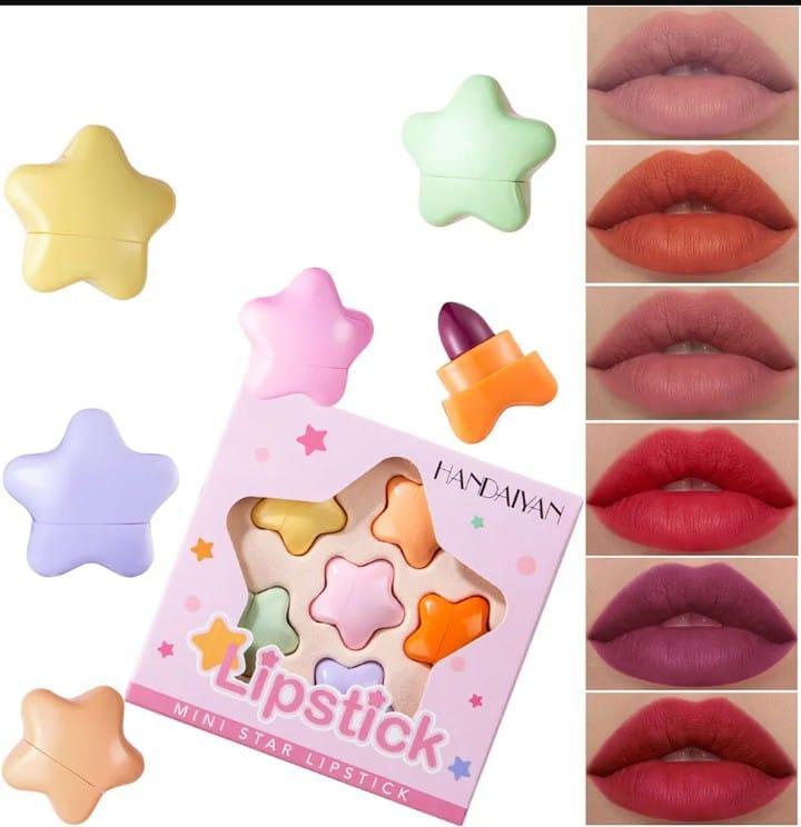 6 Pcs Star Shaped Lipstick Set Multicolor